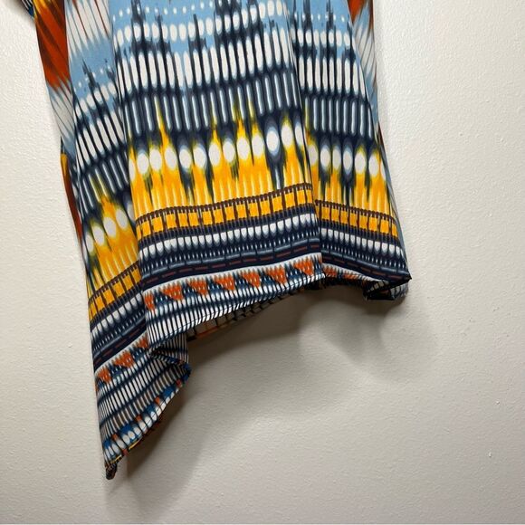 Cato Geometric Print Asymmetrical Hem Flowy V Neck Tunic Boho Top Women 26/28 W - Picture 5 of 14